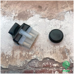 Vehicle diagnostic plug for Datatool S4 alarm system, featuring a red connector and protective black cap, essential for vehicle security diagnostics and fault detection.