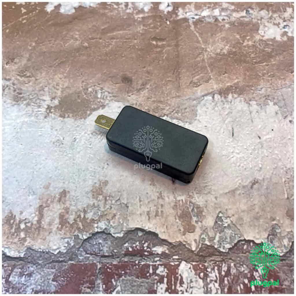 Up image of a PlugPal inline blocking diode, used in electronic circuits to prevent backflow of current, ensuring device safety and circuit integrity.
