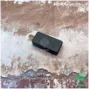 Up image of a PlugPal inline blocking diode, used in electronic circuits to prevent backflow of current, ensuring device safety and circuit integrity.